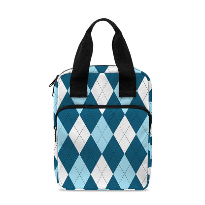 Soft Blue Argyle Pattern Print Bible Tote Bag