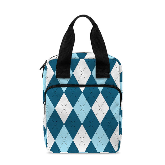 Soft Blue Argyle Pattern Print Bible Tote Bag