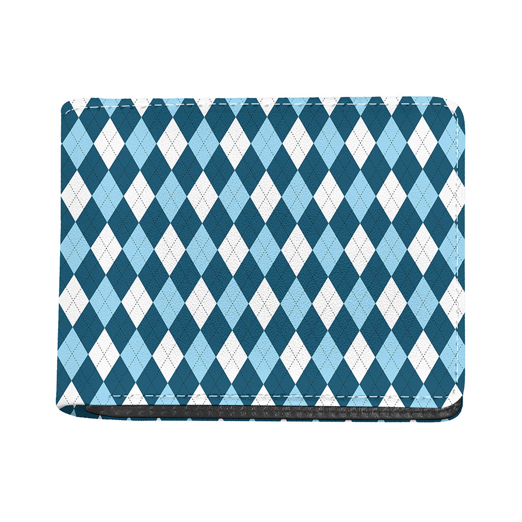 Soft Blue Argyle Pattern Print Bifold Wallet