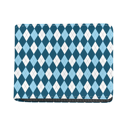 Soft Blue Argyle Pattern Print Bifold Wallet