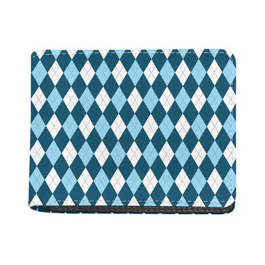 Soft Blue Argyle Pattern Print Bifold Wallet