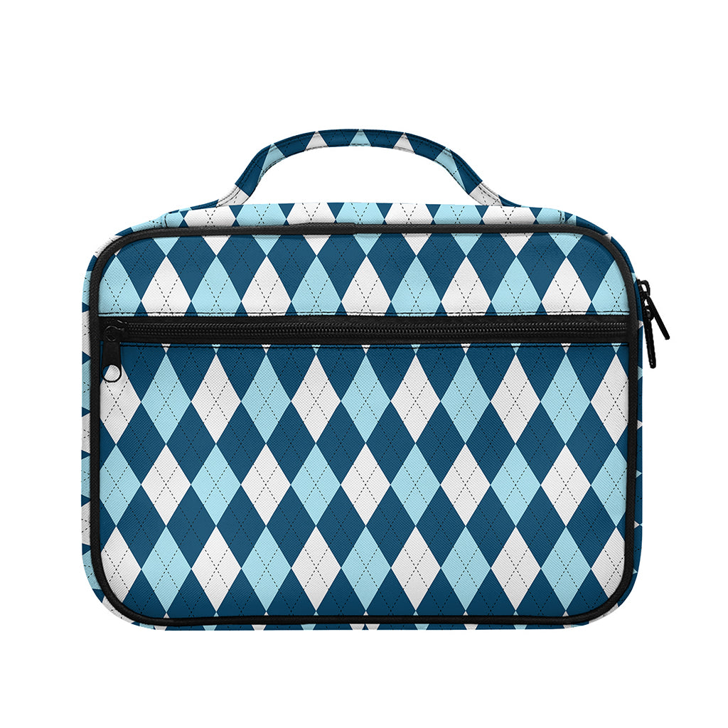 Soft Blue Argyle Pattern Print Briefcase Bible Bag