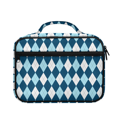 Soft Blue Argyle Pattern Print Briefcase Bible Bag