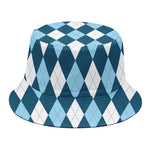 Soft Blue Argyle Pattern Print Bucket Hat