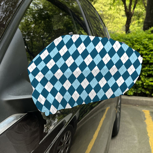 Soft Blue Argyle Pattern Print Car Side Mirror Covers