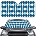 Soft Blue Argyle Pattern Print Car Windshield Sun Shade