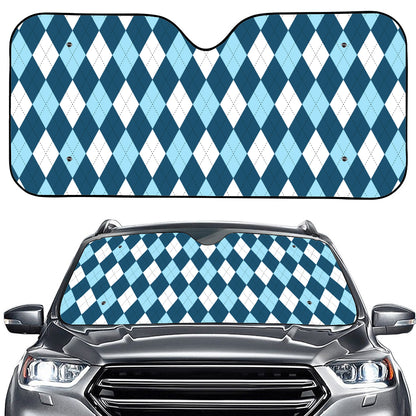Soft Blue Argyle Pattern Print Car Windshield Sun Shade