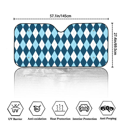 Soft Blue Argyle Pattern Print Car Windshield Sun Shade