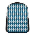 Soft Blue Argyle Pattern Print Casual Backpack