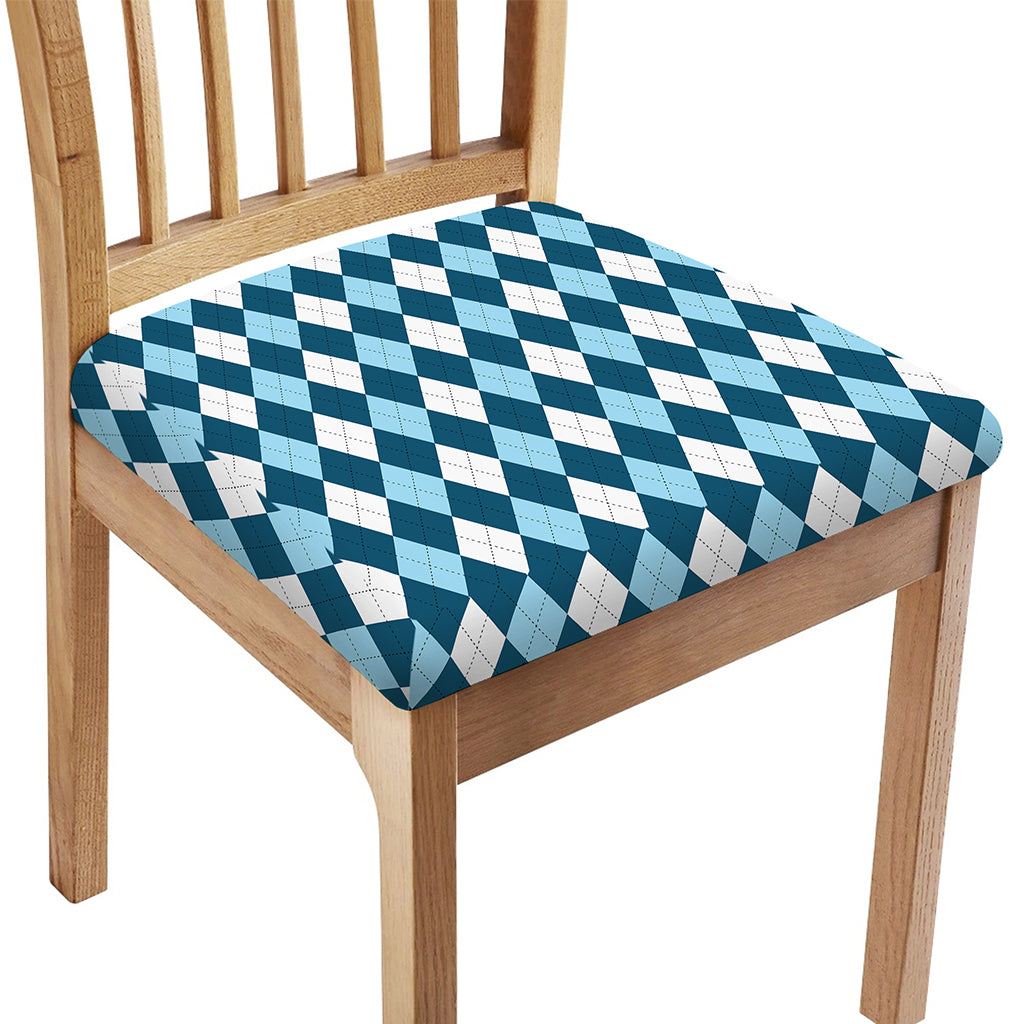 Soft Blue Argyle Pattern Print Chair Cushion Cover