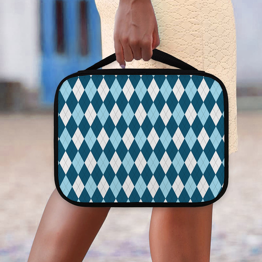 Soft Blue Argyle Pattern Print Classic Bible Case