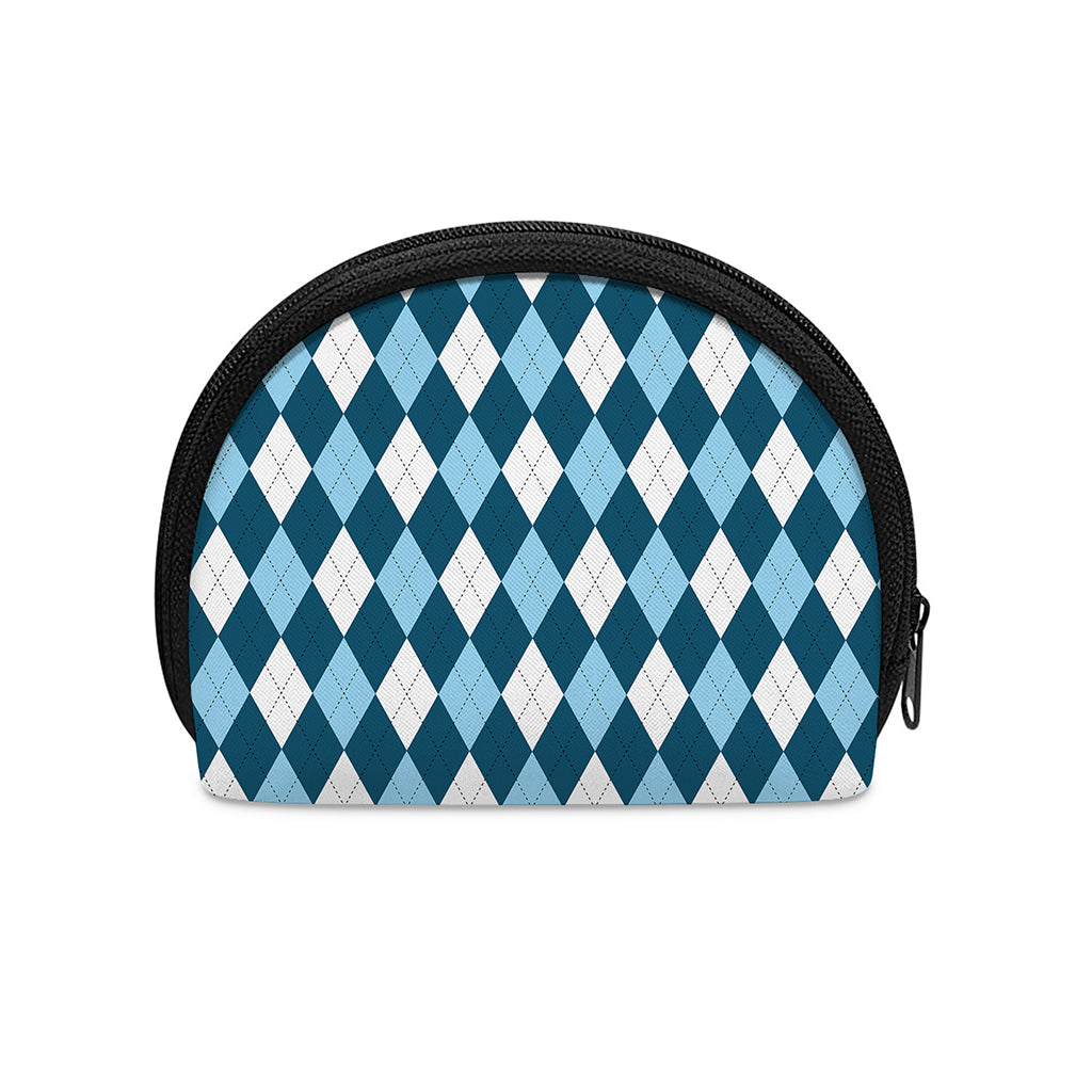 Soft Blue Argyle Pattern Print Coin Purse