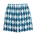 Soft Blue Argyle Pattern Print Cotton Shorts