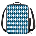 Soft Blue Argyle Pattern Print Crossbody Lunch Bag