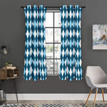 Soft Blue Argyle Pattern Print Curtain