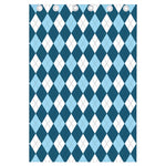 Soft Blue Argyle Pattern Print Curtain