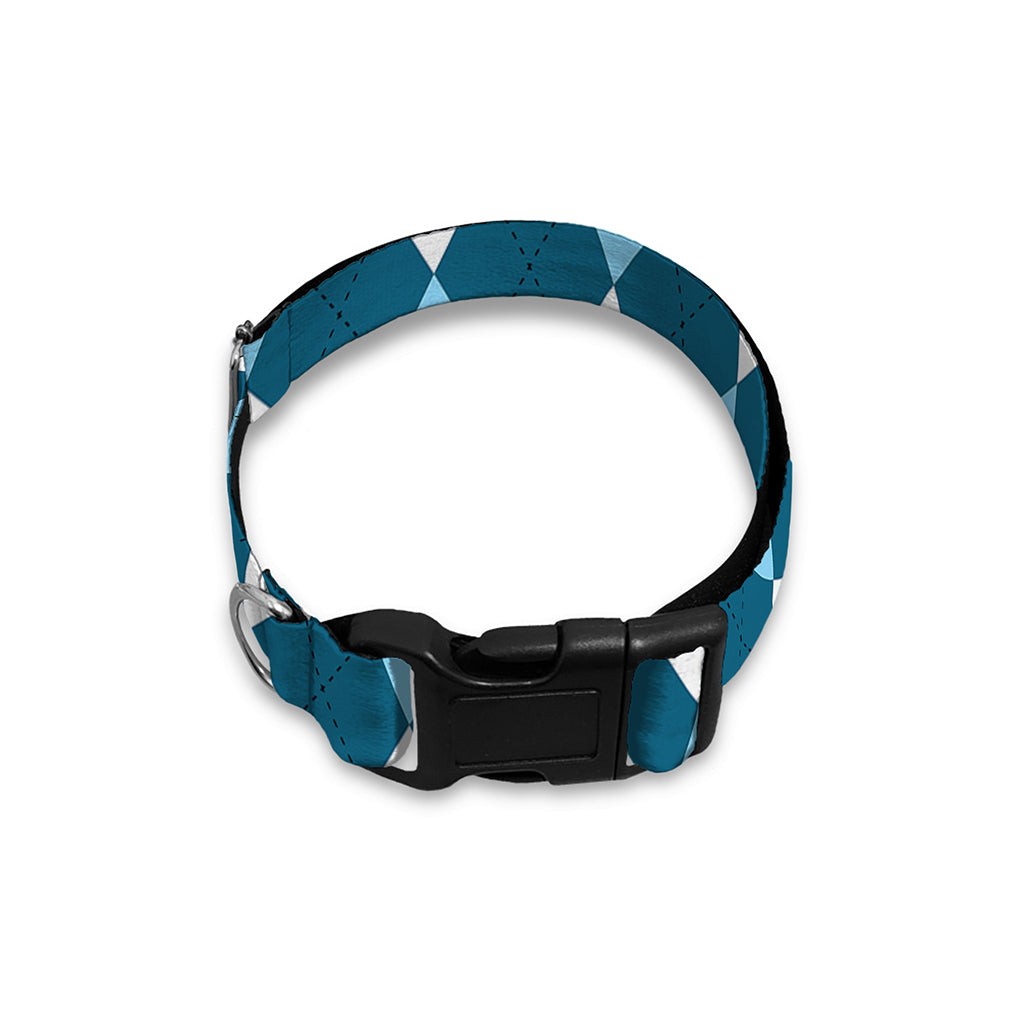Soft Blue Argyle Pattern Print Dog Collar