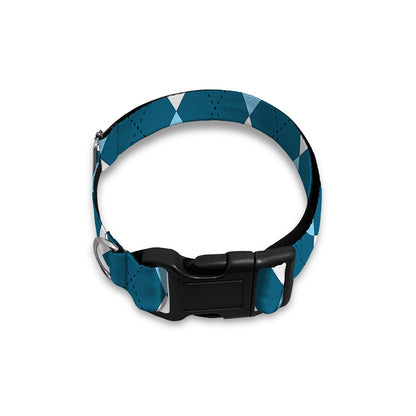 Soft Blue Argyle Pattern Print Dog Collar