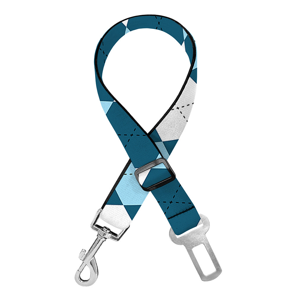 Soft Blue Argyle Pattern Print Dog Seat Belt