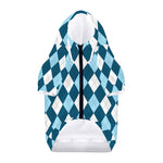 Soft Blue Argyle Pattern Print Dog Zip Up Hoodie