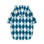 Soft Blue Argyle Pattern Print Dog Zip Up Hoodie
