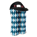 Soft Blue Argyle Pattern Print Double Neoprene Wine Tote