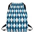 Soft Blue Argyle Pattern Print Drawstring Backpack