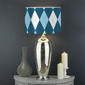 Soft Blue Argyle Pattern Print Drum Lamp Shade