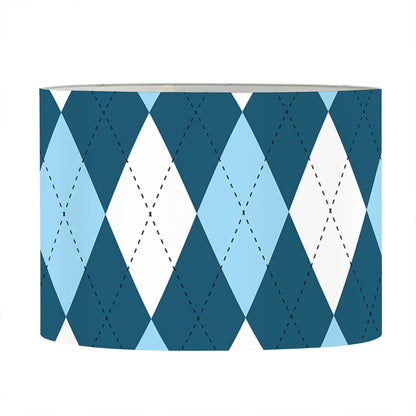 Soft Blue Argyle Pattern Print Drum Lamp Shade