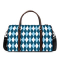 Soft Blue Argyle Pattern Print Duffel Bag