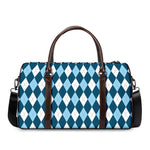 Soft Blue Argyle Pattern Print Duffle Bag