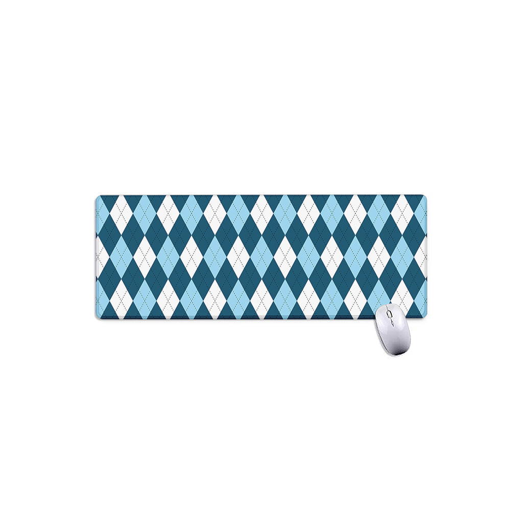 Soft Blue Argyle Pattern Print Extended Mouse Pad