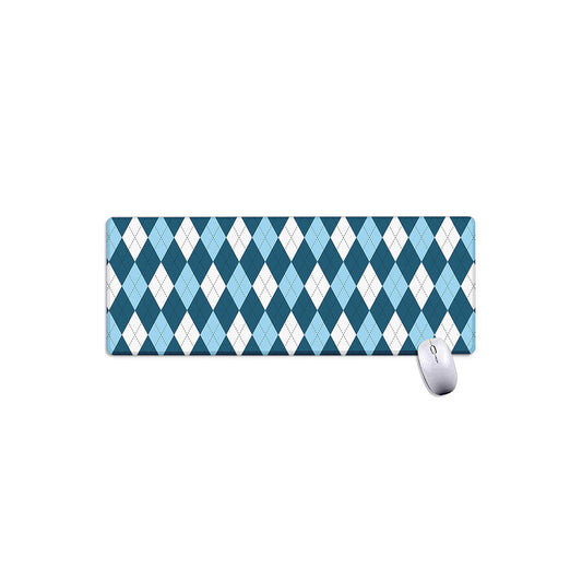 Soft Blue Argyle Pattern Print Extended Mouse Pad