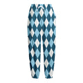 Soft Blue Argyle Pattern Print Fleece Lined Knit Pants