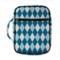 Soft Blue Argyle Pattern Print Front Pocket Bible Bag