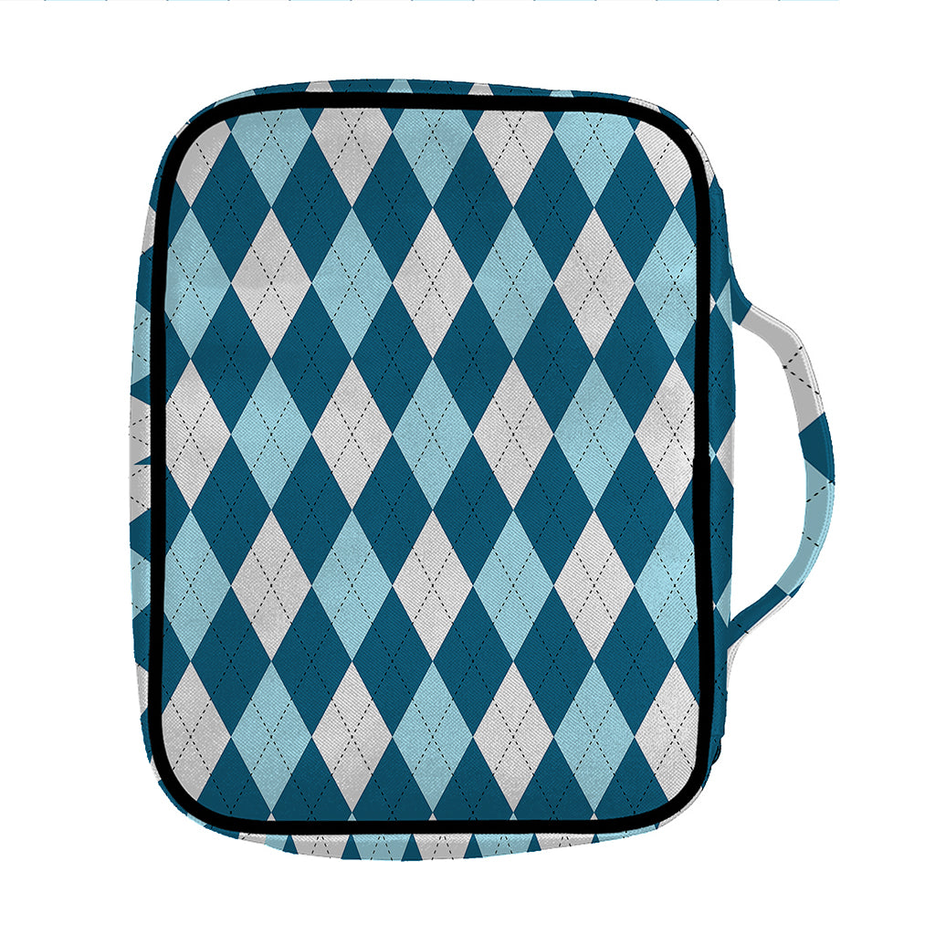 Soft Blue Argyle Pattern Print Front Pocket Bible Bag