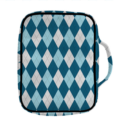 Soft Blue Argyle Pattern Print Front Pocket Bible Bag