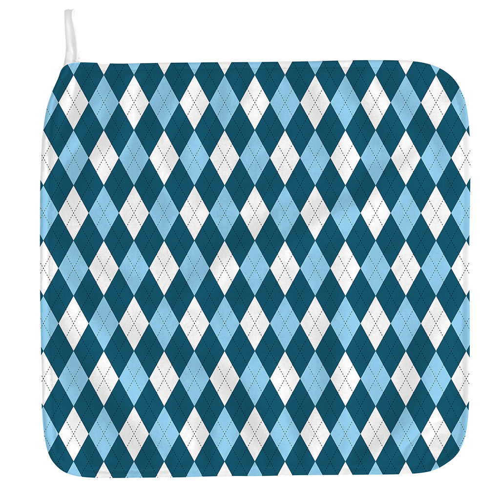 Soft Blue Argyle Pattern Print Hand Towel