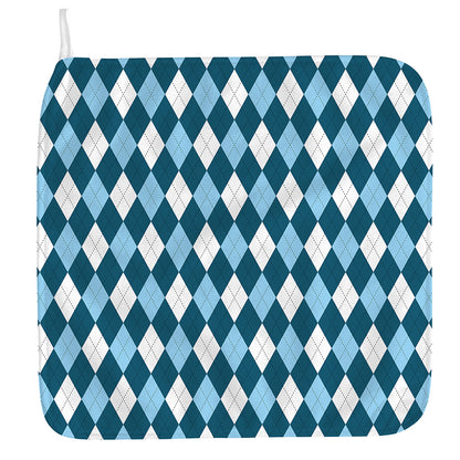 Soft Blue Argyle Pattern Print Hand Towel