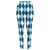 Soft Blue Argyle Pattern Print High-Waisted Pocket Leggings