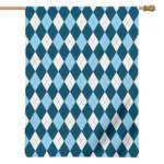 Soft Blue Argyle Pattern Print House Flag
