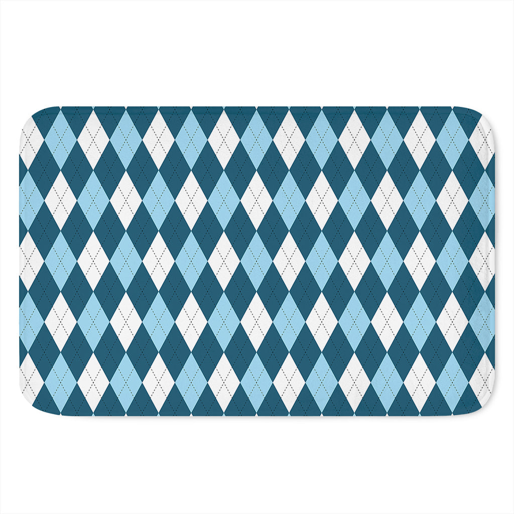 Soft Blue Argyle Pattern Print Indoor Door Mat