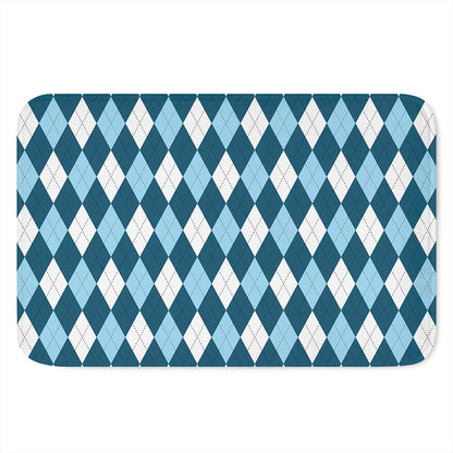 Soft Blue Argyle Pattern Print Indoor Door Mat