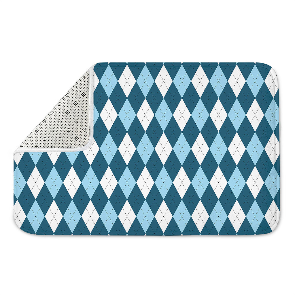 Soft Blue Argyle Pattern Print Indoor Door Mat