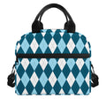 Soft Blue Argyle Pattern Print Insulated Lunch Bag