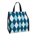 Soft Blue Argyle Pattern Print Insulated Lunch Tote