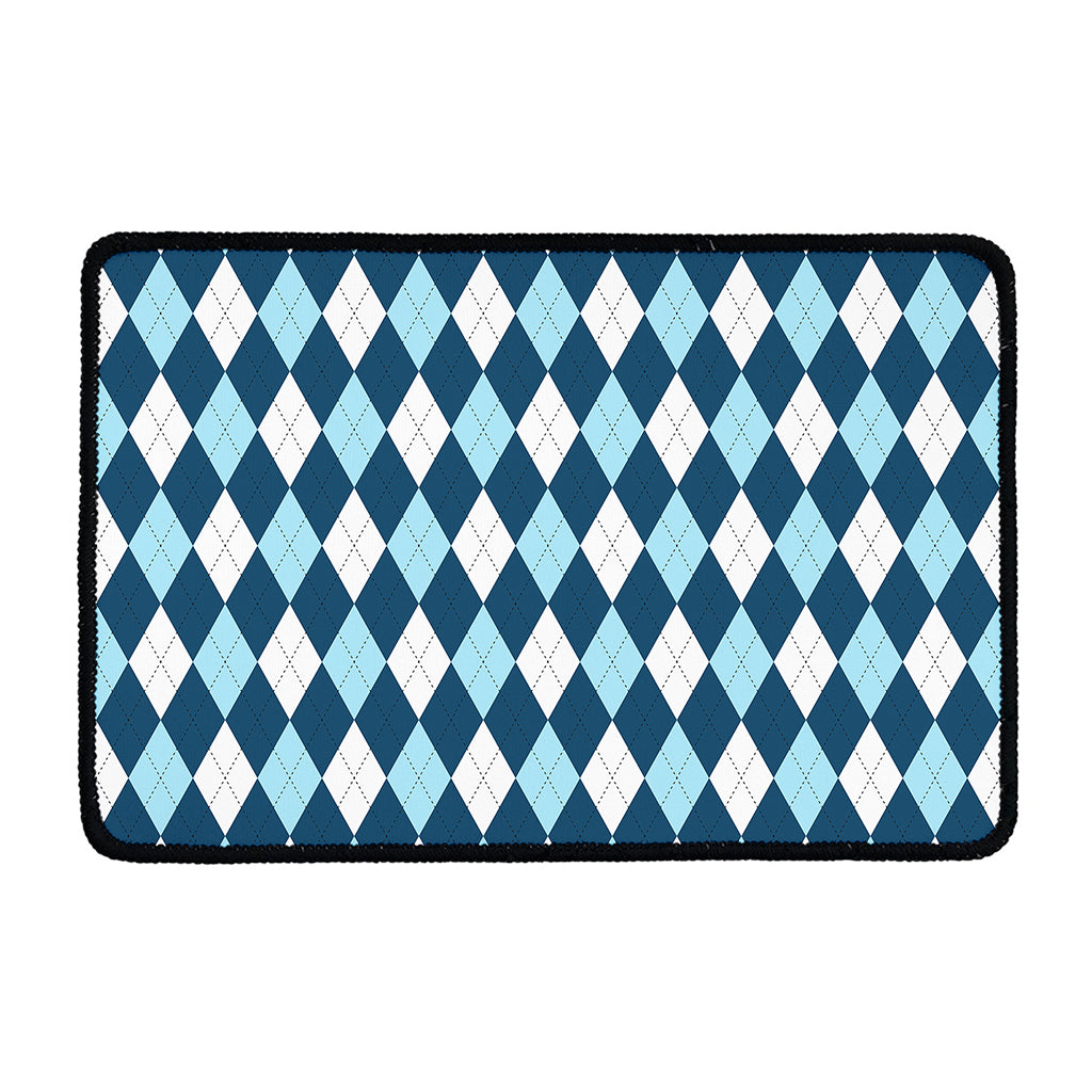 Soft Blue Argyle Pattern Print Kitchen Mat