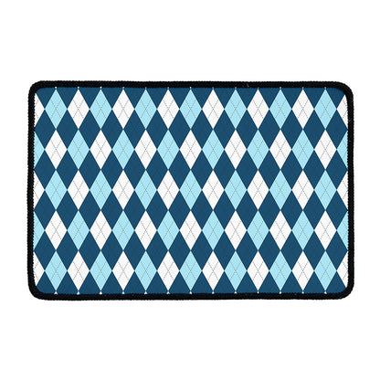 Soft Blue Argyle Pattern Print Kitchen Mat