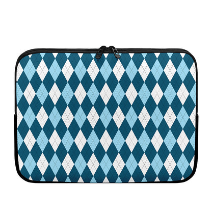 Soft Blue Argyle Pattern Print Laptop Sleeve
