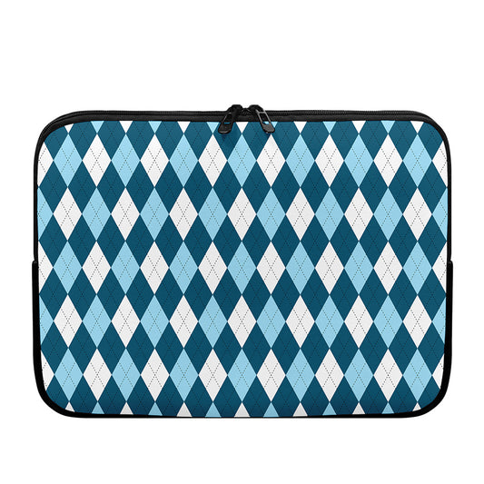 Soft Blue Argyle Pattern Print Laptop Sleeve